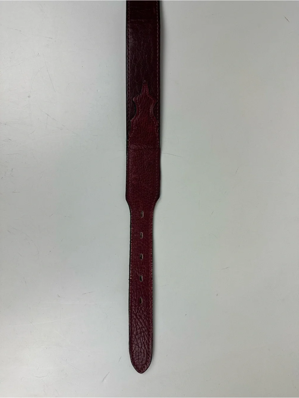 Leather Western-Style Red Belt with Silver Buckle